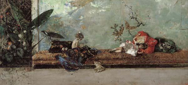 Marsal, Mariano Fortuny y The Artist's Children in the Japanese Salon oil painting picture